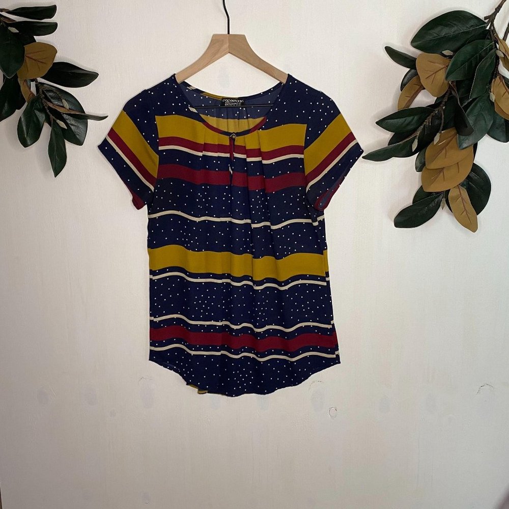 Papermoon Stitch Fix Navy & Burgundy Flowy Blouse